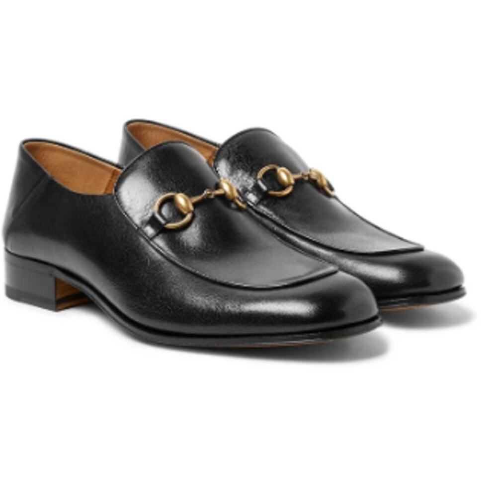 NEW Gucci Horsebit Mid-Heel Loafers Black Leather size 36